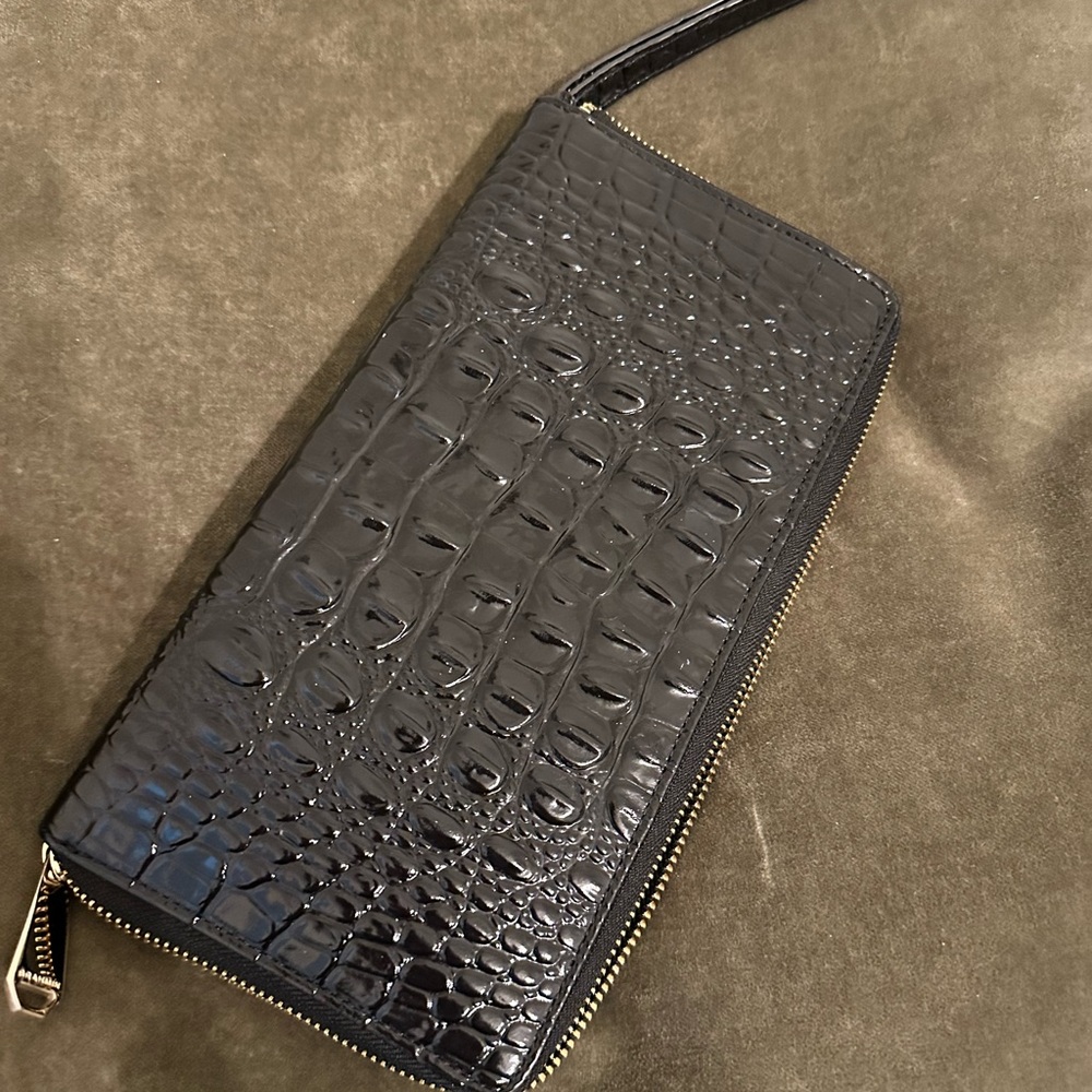 Brahmin “Skyler” Chic Black Crocodile Embossed Clutch/Wristlet